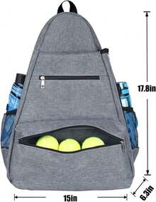 Bolsa de Tenis, Mochila de Tenis Para Mujeres y Hombres, Bolsa de Tenis Grande Mochila Padel, para Raquetas Bádminton, Squash, Pickleball, Pelotas y Otros Accesorios Deportivos. - Gris - Ver 4