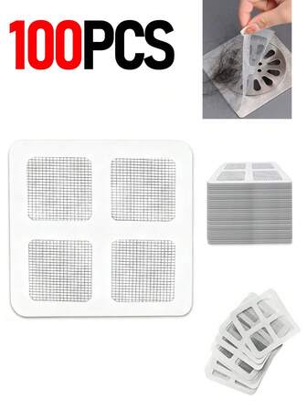 100/50/20/10/5pcs Disposable Self-Adhesive Drain Hair Catcher - Easy Install Drain Cover Stickers For Bathroom Sink, Shower, Bathtub, Kitchen, Laundry Room, Effectively Blocks Hair & Prevents Insects
