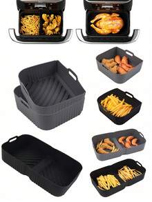 1set Air Fryer Accessories Silicone Inner Tray Set Square Non-Stick Baking Tray For Home Cake Baking Rectangular Silicone Oven Tray - Multicolor - View 8