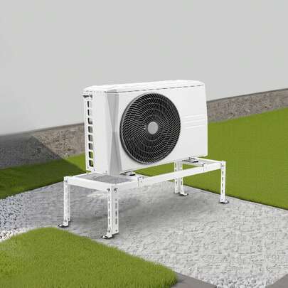 Mini Split Ground Stand, Adjustable Anti-Vibration Mini Split Stand For 9000-24000 BTU Ductless Air Conditioner Heat Pump, Heavy Duty AC Base Bracket Floor Mount W/ 551LBS Max. Load Capacity