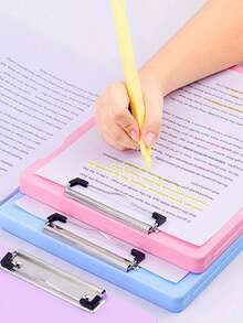 1pc A4 Size Clipboard With Storage Function, High Capacity Office Clipboard, Metal Clip, Wear-Resistant, Smooth Surface For Easy Writing, Suitable For Writing, Learning, Interviews, Sketching, Applicable To Teacher's Office, School, Construction Site, Hotel, Home And Other Occasions