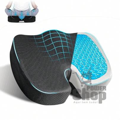 Almofada Gel Ortopédica U-Shape com Espuma Conforto Ergonômico para Escritório e Alívio de Dores Capa Removível