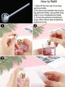2pcs Portable Perfume Sample Vial Refillable Pump Heads, Fragrance Decanting Magic