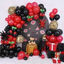 Kit de arco de guirnalda de globos rojo y negro, 118 piezas de globos de foil de estrella explosiva verde, cereza, negro y rojo, globos de mylar con estampado de guepardo 4D para decoraciones de fiesta de cumpleaños, bautizo o despedida de soltera con tema de bayas - Multicolor - Ver 2