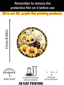 1pc Classic Round Acrylic Bee Wreath Sign, Wreath Decor, Hanging Acrylic Sign For Wall/Room/Home/Restaurant/Bar/Cafe/Door/Yard/Garage, Christmas Party Decoration - Colorful - View 4