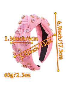 1 Piece Valentine's Day Gift Sparkly Heart Rhinestone Knot Headbands - Cute Pink & Red Hair Hoop Hair Accessories For Big Girls | Shiny Decorative Hair Bands For Party & Daily Wear - Nhiều màu - Xem 3