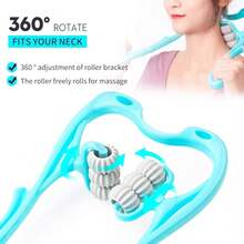 1个6滚轮颈部按摩器，符合人体工学设计 – TPR+PP材质，蓝/粉色可选，居家放松、缓解压力、情人节礼物皆宜 - 彩色 - 查看 7