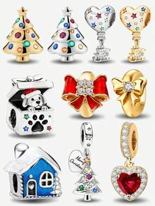 1件925纯银圣诞礼物热气球和圣诞树串珠吊坠，适合女性珠宝DIY手链 - 串珠 - 查看 2