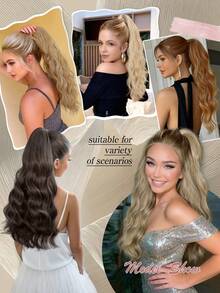 20" Ponytail Extension, Long Wavy Curly Claw Clip In Ponytail Hair Extensions, Natural Synthetic Hairpiece For Women Daily Wear - Multicolor - View 6