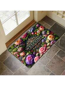 1pc Colorful Floral Pattern Printed Doormat, Non-Slip Polyester Doormat, Entryway Mat, Home Decor, Hallway Rug - Multicolor - View 8