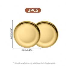 1/2pcs Multi-Purpose Thick Stainless Steel Gold Party Tray - Suitable For Pizza, Desserts, Steaks Etc. - Ideal For Easter, Thanksgiving, Wedding Gatherings - Food Round Tray For Home, Kitchen, Restaurant, Picnic, Outdoor Camping - - - View 8