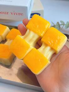 1pc Stretchy Mochi Stress Relief Squeezy Toy, New Cartoon Dessert Style, Soft Jelly Cream Mochi Texture, Fun & Interesting, Suitable For Office, Super Soft Realistic Stretchy Mochi Stress Relief Toy - Multicolor - View 2