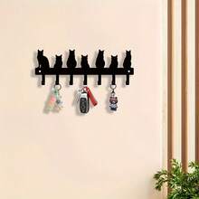 1pc Cat-Designed Key Hook, Wall-Mounted Black Metal Wall Hook, Space-Saving Multifunctional Home Key Holder With Elegant Wall Art Decoration, Suitable For Indoor Living Rooms, Bedrooms, Hallways And Entryways, Perfect Organization Accessory For Keys, Jewelry And Small Essentials, Durable Matte Black Finish, Versatile Decoration And Practical Gift For Christmas And Seasonal Home Decor - Black - View 7