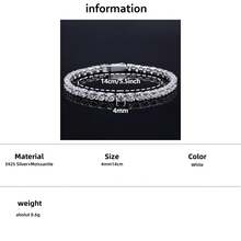 Ondia One 新款 2mm-5mm 100% 莫桑石网球手链 D 色 925 纯银镀白金钻石测试通过珠宝带有 GRA 证书适合女性的礼物。