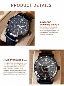 Burberry Utilitarian GMT Subdial Black Leather Band Men's Watch - Black - View 4