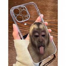 Expression 1pc Perforated Transparent Monkey Painted Thick Shockproof Protective Phone Case Compatible With IPhone 16/11/16pro/16plus/16promax/16e/15Promax/13/14/12/XS/XR/7G/8PYOUR-BELOVED-PHONE Christmas Gifts Christmas Gifts,New Year Gifts,Valentine's Day Gifts - 無色 - 查看 4