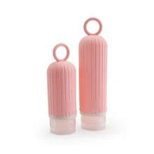 Botella dispensadora de viaje de silicona, set de botellas de almacenamiento cosmético portátil para viajes de negocios, botella dispensadora de anillo de silicona - 90 ml Rosa - Ver 10