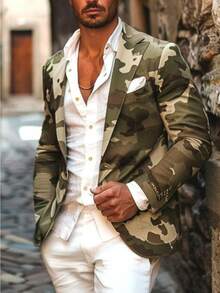Chaqueta de estilo occidental con estampado digital casual para hombre - 8 - Ver 2