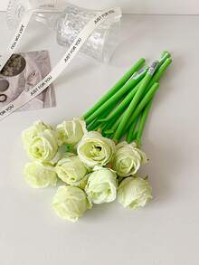 1 pieza Bolígrafo de regalo del Día de San Valentín, lindo y suave, con forma de rosa de silicona, bolígrafo neutral y divertido con flor para regalo - Multicolor - Ver 13