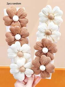 2/4件套复古灯芯绒花朵发夹套装，奶茶白+暖棕色 - 适合女孩和女士，无论是日常出行、校园穿搭还是派对/假日造型，都能为您的发型增添甜美活泼的气息，充满少女魅力。 - 彩色 - 查看 10