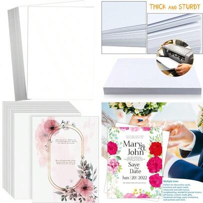 New 100 Sheets White Kraft Cardstock Paper For DIY Projects And Crafts - Thick 250gsm Cardstock For Printing Drawing Invitation Making - A4 Size 21 * 29.7cm Laser And Inkjet Printer Compatible