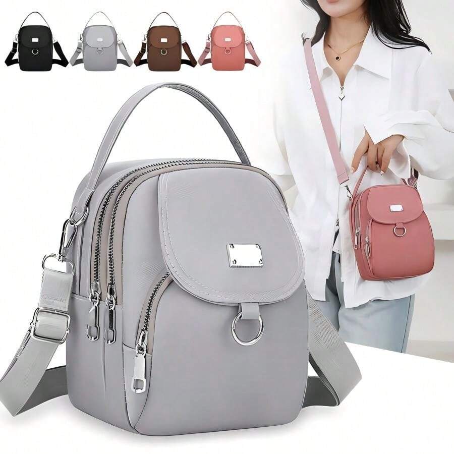 Women's Crossbody Bag, Multi Pocket Side Bag, Waterproof Crossbody Bag With Adjustable Shoulder Strap And Metal Hook, Casual Shoulder Bag/Crossbody Bag, Available In Four Colors - 銀灰色 - 查看 1