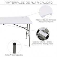 ASDEKE Mesa Tablon Plegable 152 CM Jardin Exterior Interiore Portatil Portafolio para Picnic para Jardin para Reuniones  Gruesa y Durable - como en la foto - Ver 4