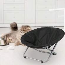Portable Folding Pet Chair Elevated Foldable Cat And Puppy Bed Cozy Rocking Moon Chair With Sturdy Metal Frame For Bedroom Apartments Lounging And Garden - As Pic - View 7