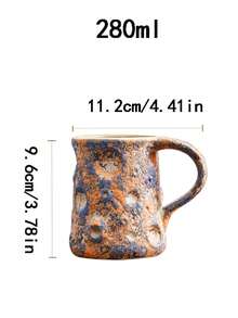 1pc 280ml Asymmetrical Handle Ceramic Latte Cup, High-Fashion Couple Water Mug, Personalized Milk Mug, Breakfast Cup With Latte Art, Creative Coarse Pottery Office Cup, Graduation Party Cup, Made In China Tea Set