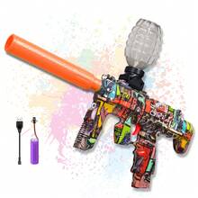 Electric Gel Ball Launcher, High-Speed Automatic Splashing Ball Launcher, Suitable For Outdoor Activities, Shooting Games, Birthdays And Other Occasions. Ideal Gift For Boys And Girls. - Orange - View 1
