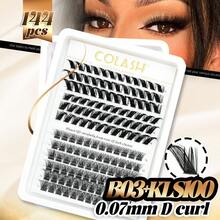 144 piezas Kit de extensión de pestañas, Kit de extensión de pestañas DIY, Kit de racimos de pestañas individuales Curl D, Kit de extensión de pestañas con adhesivo y sellador y herramienta aplicadora, kit de pestañas para uso diario, adecuado para viajes, uso diario para principiantes, bodas, citas, fiestas, festivales, muy adecuado para regalos de Navidad/Halloween, paquetes de pestañas - Negro - Ver 9