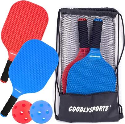 GOODLYSPOR - Juego de 2 paletas de pickleball para ni?os, raqueta ligera de pickleball, juegos al aire última intervensión para ni?os de 4 a 8 a?os, regalos de pickleball para entrenamiento en la