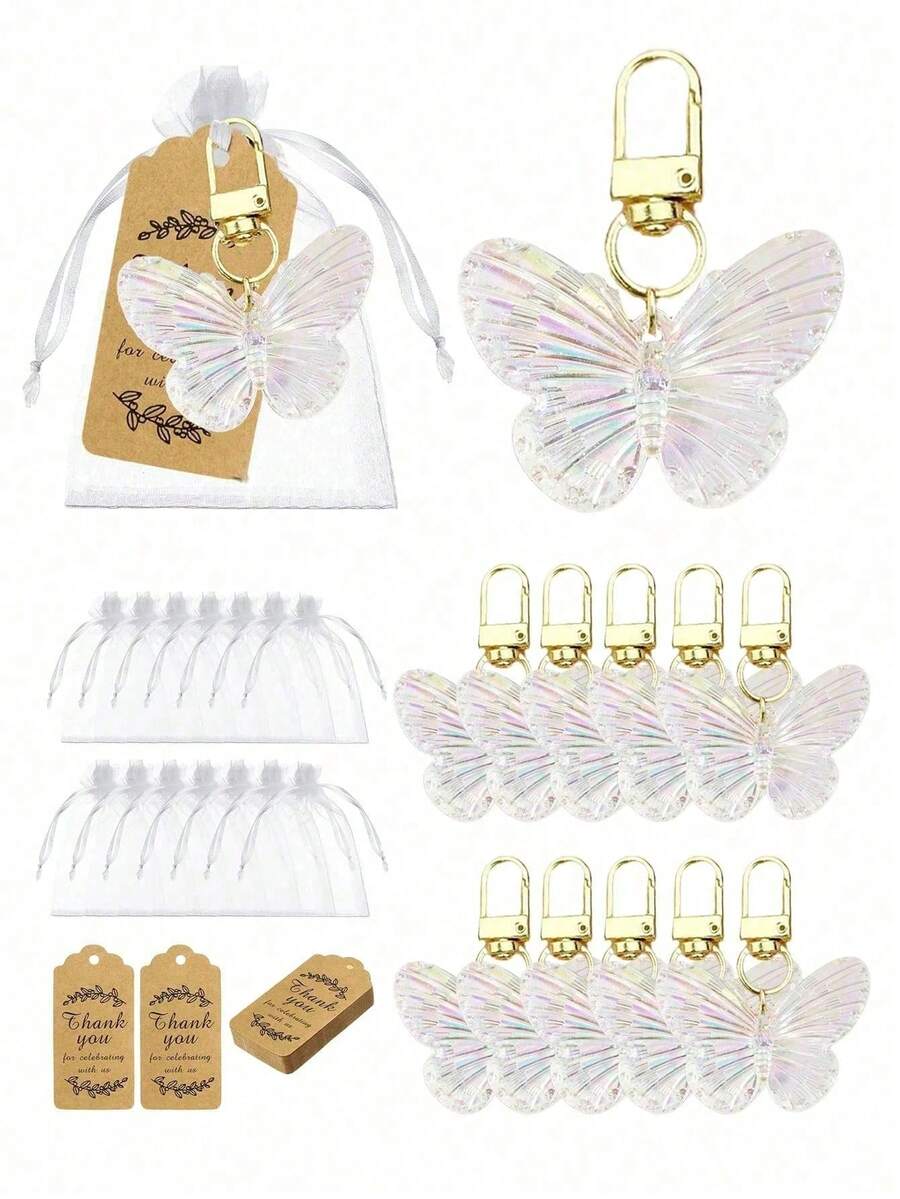 kumozawa 36pcs Butterfly Keychain Gift Set, Suitable For Bridal, Birthday, Bridesmaid, Wedding Favors, Party Fillers, Stress Relief Toys, Bachelorette Party Gifts, Key Chains, Key Rings, Party Favors, Wedding Accessories, Gifts For Her, Cute Items, Thank You Gifts, Key Rings, Affordable Goods, Gifts For Boyfriend, Wedding Favors, Year-End Gifts, Etc. - Multicolor - View 1