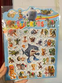 Tung Tung Tung Sahur 卡通泡泡贴纸 意大利风格 抽象动物贴花 行李箱 手机 笔记本贴纸装饰，3D浮雕水晶立体贴纸，水果兔子，儿童手工教育DIY装饰材料礼品贴纸，螺旋笔记本，办公学习用品，男女通用，提高工作效率，办公学习用品，返校必备，学习用品 - 彩色 - 查看 7