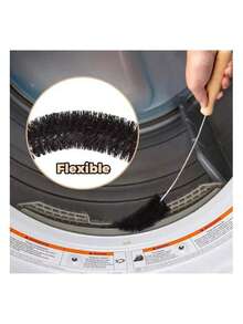 1 Piece Of Washer & Dryer Vent Cleaning Brush With A Long Flexible Rod And Spiral Bristles - Collect Dust, Remove Detergent Residue, Prevent Blockage, Maintain Equipment Efficiency, Washing Machine Cleaning Tool, Tidy Up The Lint Trap, Ergonomic Handle Design, Sturdy Handle Structure - màu đen - Xem 3