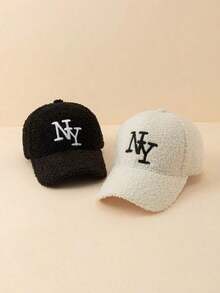 New York Embroidery Street Wear Winter Baseball Cap Women Men Wool Solid Color Warm Baseball Cap Outdoor Travel - NY - 查看 3