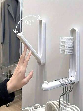 1 pièce Porte-manteau pliable et gain de place, organisateur de support de cintre, adapté pour accrocher des cintres en velours/bois/plastique. Pour robes, pantalons, chaussures, jeans, bottes, jupes, hauts pour le printemps et l'été, style minimaliste