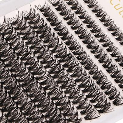 50D Fluffy Natural 3D Individual Eyelash Extensions 8-16mm Mixed 0.05mm/0.07mm C/D Curl, 12 Rows 240 Lashes, Waterproof, Soft, Lightweight, Handmade, For Light/Full Makeup, Everyday Wear, Parties, Events