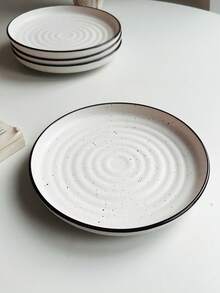 2pcs 7.5-Inch Ceramic Round Patterned Plates, Minimalist Large Dinner Plates, Salad Plates And Steak Plates Tableware Set, Dessert Plates, For Home Kitchen, Dining Room, Parties, Oven And Microwave - Multicolor - View 7