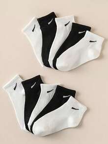 5/10/20 Paar Damen Socken: Schwarz-Weiß gestreift, einfacher Clown-Stil Knöchelsocken, diagonale Riemen-Socken, weich & bequeme Sportssocken - Schwarz und Weiss - Übersicht 3