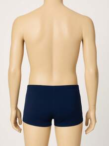 Men's Plain Lined Swim Trunks For Swimming And Beach - 藏蓝色 - 查看 5