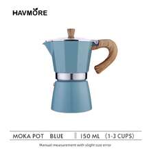 150ml/300ml Cafetera Espresso Moka con de Madera Vintage Herramientas de Cocina Italianas Clásicas Accesorios de Café - 150ML-Azul - Ver 1