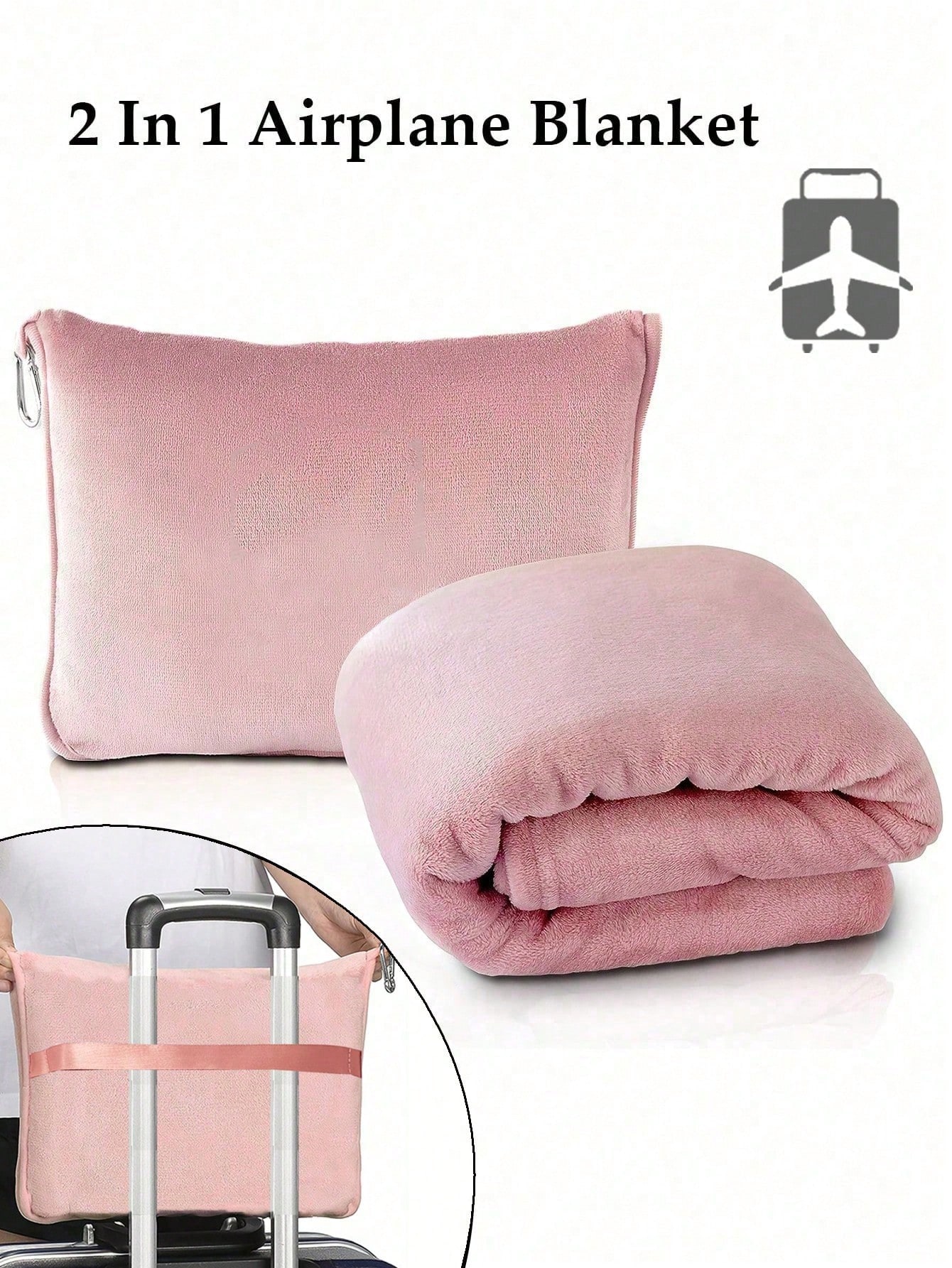 طقم بطانية وسادة سفر فاخرة ناعمة، بطانية سفر متعدد...