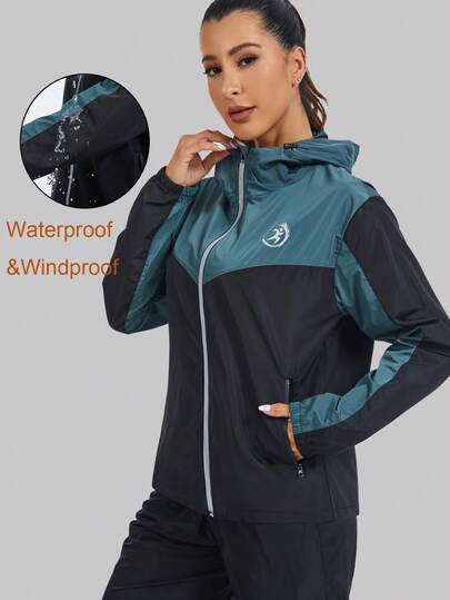 1PC Women's Waterproof Raincoat Lightweight Rain Jacket Hooded Windbreaker Pockets For Outdoor Hiking