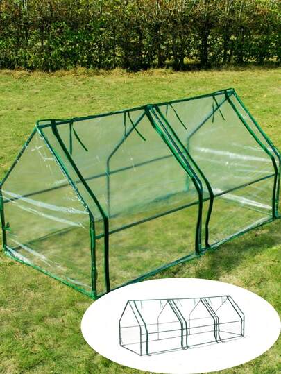 便携式冬季温室保护帐篷，带卷帘拉链门，可重复使用，植物生长室，耐用透明花园防护罩，适用于庭院户外花园，番茄蔬菜种植，小型植物保护（仅含罩子）