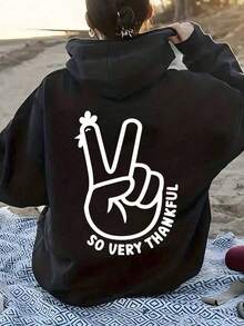 2026 AChristmas Outfit WomenWomen's Heavyweight Hoodie - Gothic Love Me Like My Demons Print Sweatshirt, Loose Fit Pullover Hoodie With Pocket & Drawstring Hood, Long Sleeve Winter Sweater For WomenLoose And Comfortablewinter Clothes For Women - 黑色 25 - 查看 1