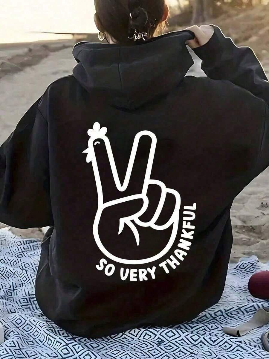 2026 AChristmas Outfit WomenWomen's Heavyweight Hoodie - Gothic Love Me Like My Demons Print Sweatshirt, Loose Fit Pullover Hoodie With Pocket & Drawstring Hood, Long Sleeve Winter Sweater For WomenLoose And Comfortablewinter Clothes For Women - 黑色 25 - 查看 1