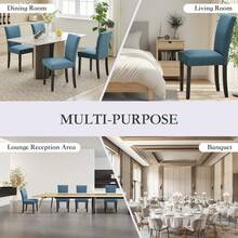 Juego de 2 sillas de cocina tapizadas con ribete de tachuelas, juego de 2 sillas de comedor ergonómicas con respaldo alto para un asiento cómodo, sillas de comedor modernas con patas de madera resistentes para comedor y cocina. - Azul Marino - Ver 6