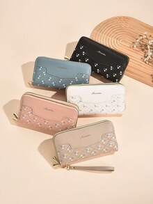 1pc Long Clutch Bag Double-Layer Portable Long Wallet Large Capacity Simple Ladies Wallet Wallet Multi-Functional Multi-Card Slot Card Holder Mobile Phone Bag Fashionable Clutch Bag Student Simple Portable Wallet Long Thin And Compact Student Wallet - Multicolor - View 5