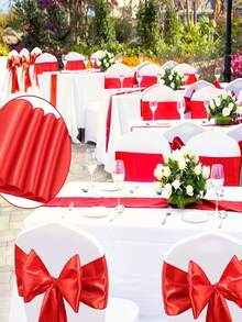 10 Stück rote Satinbänder als Stuhlschärpen, Schleifen-Schleifen für Stuhlrücken, Seidengürtel für Stühle, geeignet für Empfänge, Zuhause, Küche, Veranstaltungen, Bankette, Geburtstage, Hotels, Partys, Weihnachtsstuhlrückendekoration - Rot - Übersicht 10